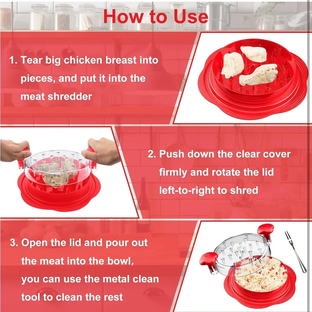 Chicken Shredder Tool Twist Anti-Slip Strip, Ergonomic Handles BPA Free